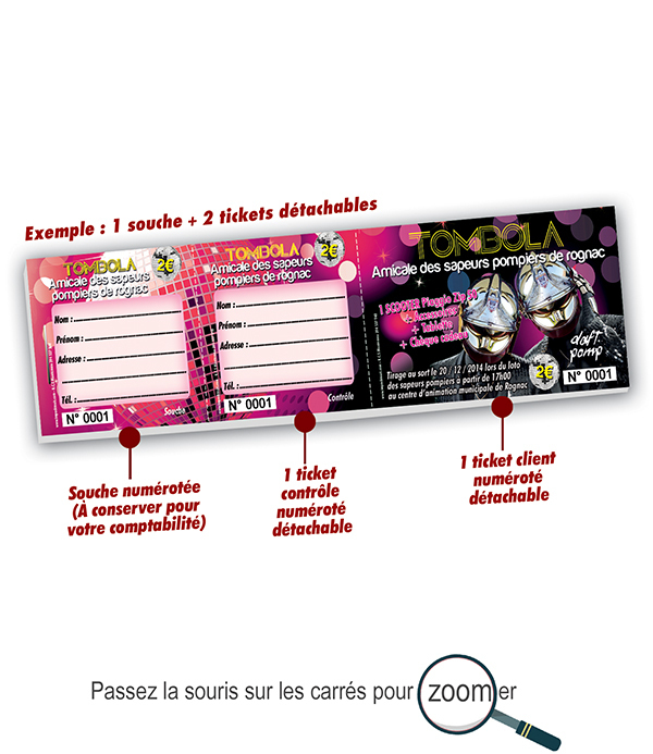 Copie de impression tickets  tombola pas cher pompiers rognac