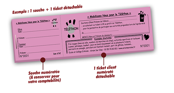 billetterie carnet tombola petit prix associations telethon sauveur