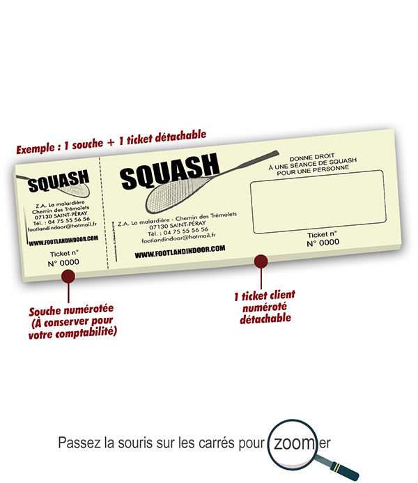 imprimer carnets à souches numérotés squash