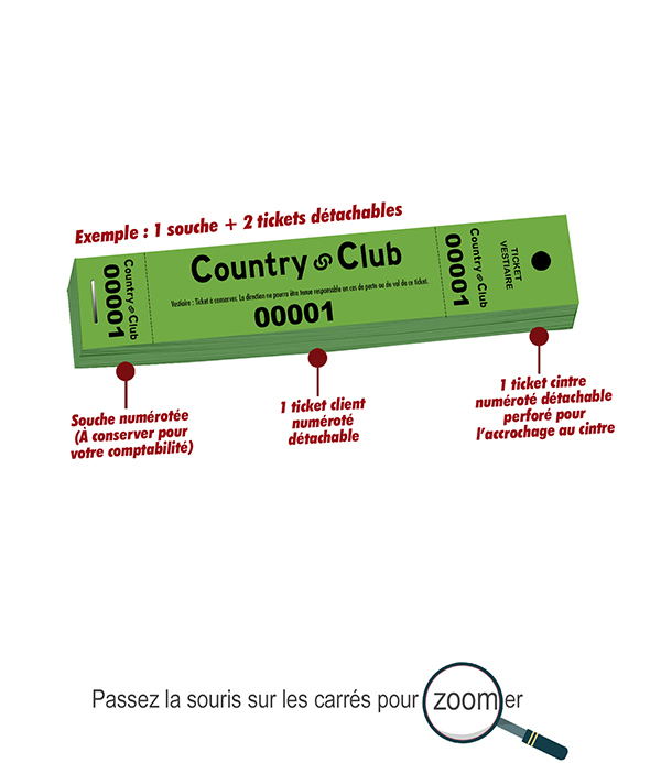 imprimer tickets de vestiaire pas cher Country Club