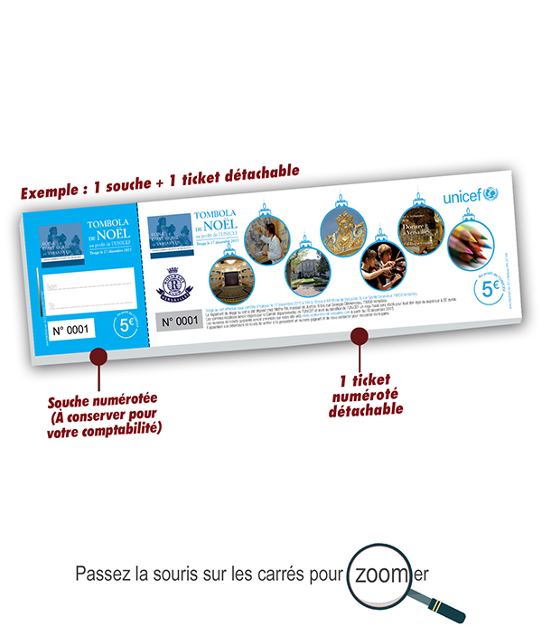 imprimer tickets tombola pas cher associations Unicef