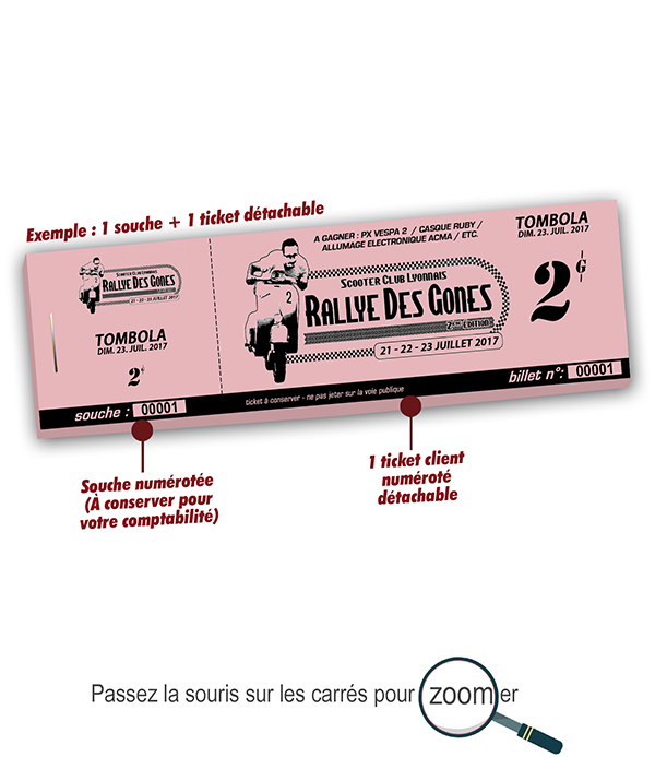 modèle billets tombola sports petit prix  scooter rallye des gones