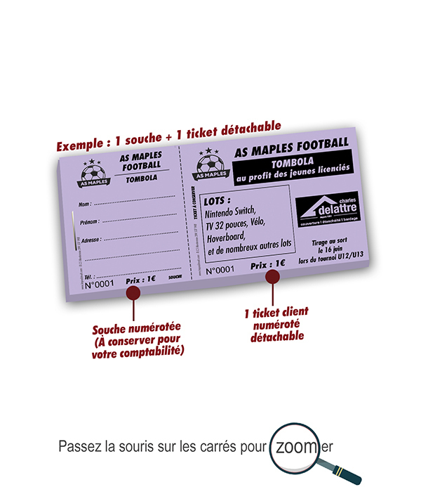 Modèle carnet tombola sport football