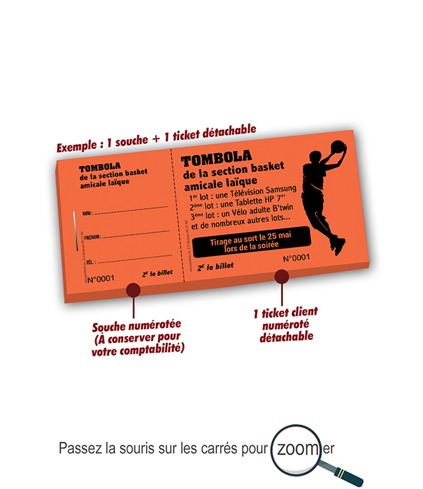 Modèle ticket de tombola basket