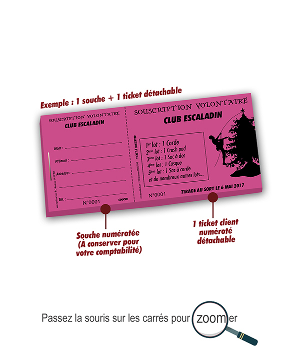 personnalisation tickets de tombola Cimescalade