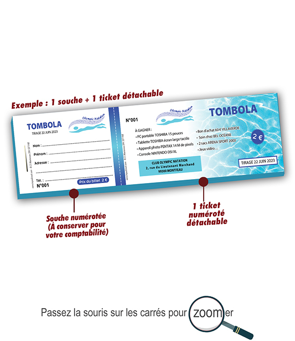 ticket de tombola club natation