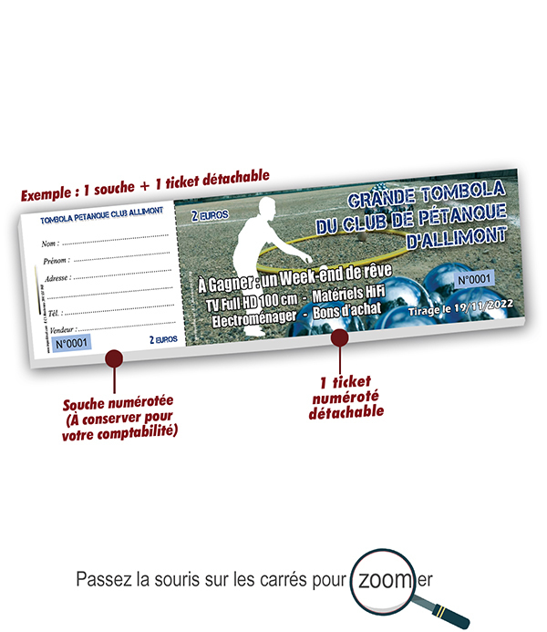 ticket de tombola tournoi de pétanque