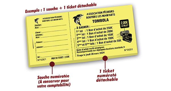 Ticket tombola Association Pêcheurs