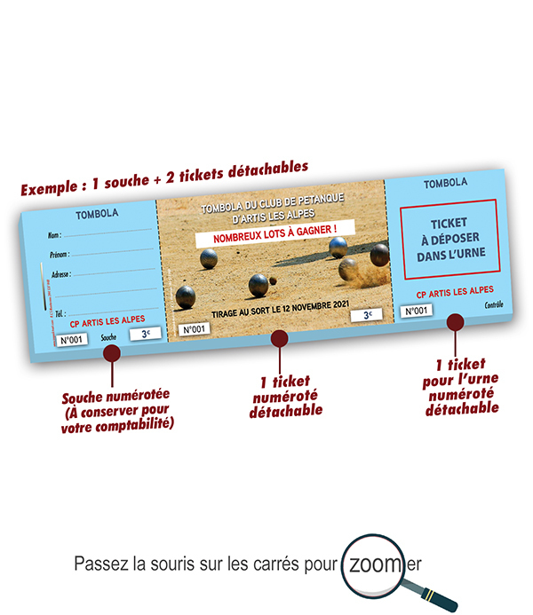 ticket tombola club de pétanque