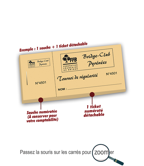 Ticket tournoi jeu de bridge