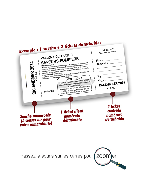 Tickets calendrier pompiers