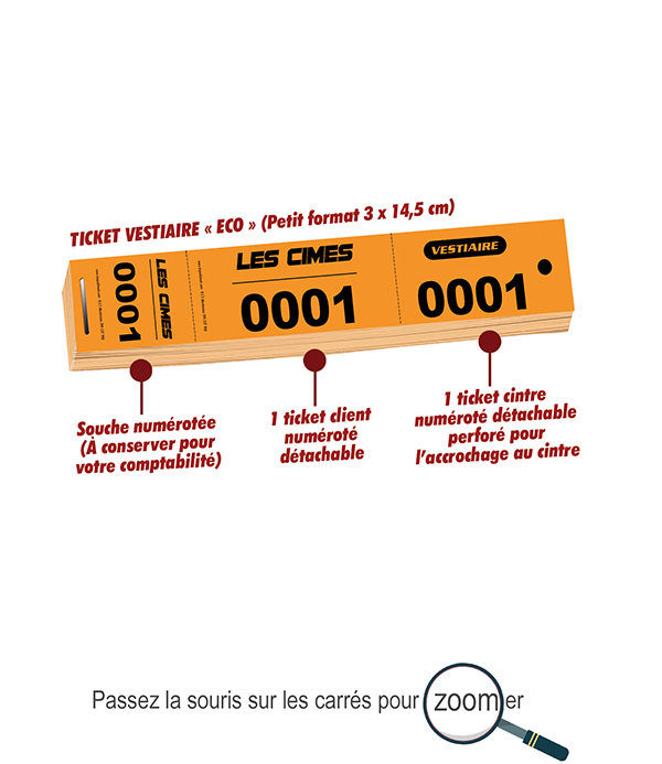 tickets de vestiaire éco détachables les cimes copie