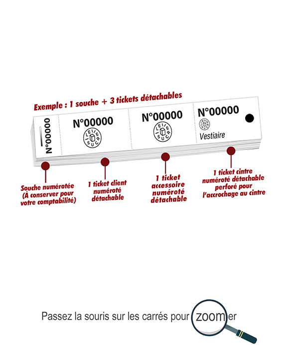 tickets de vestiaires numérotés avec trou