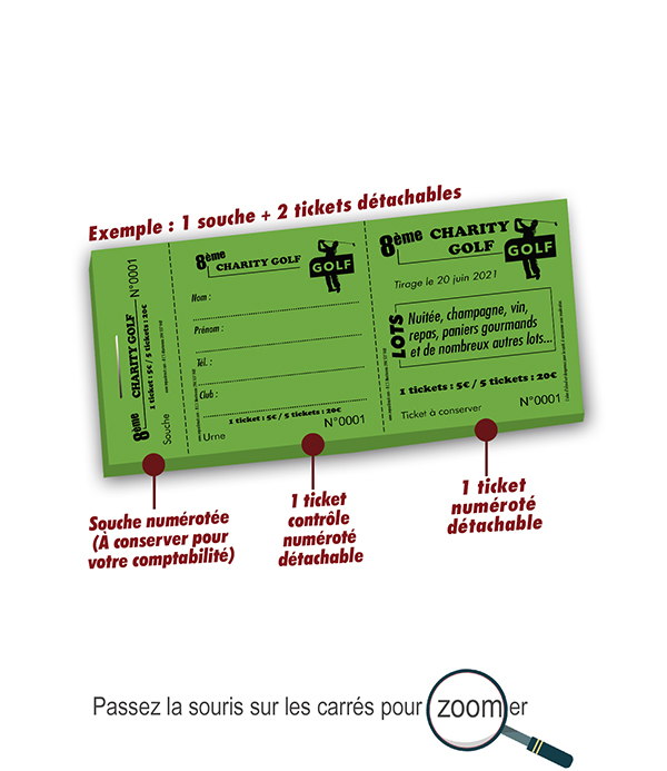 tickets tombola solidaire Golf