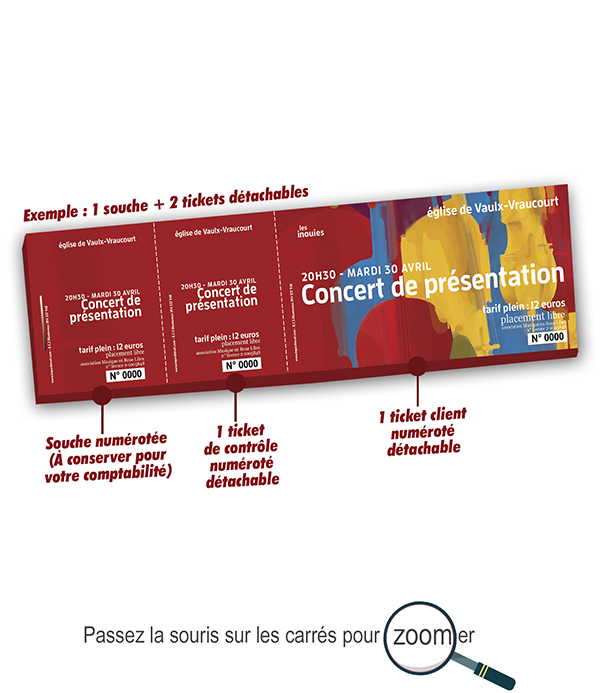 tickets détachables pas cher concert de présentation