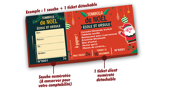 billets tombola noel école privée
