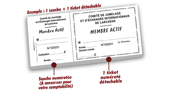 carnet à souche carte de membre actif jumelage