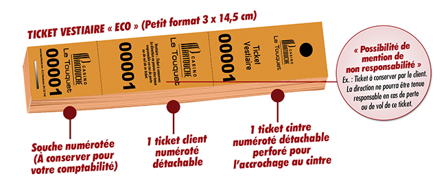 économique et rapide impression tickets de vestiaire  le touquet