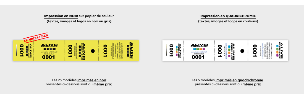 Impression Billet – Ticket (tombola, vestiaire, spectacle…) pas cher