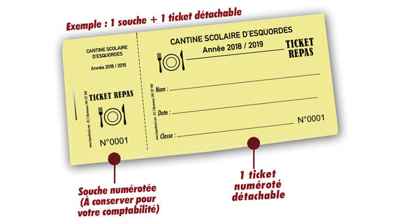 billets de cantine scolaire municipale esquordes