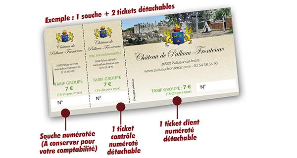 faire imprimer billetterie tickets d'entrée chteau Palluau-Frontenac