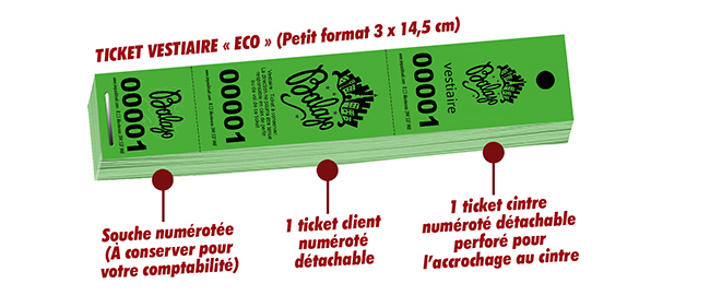 grande quantité tickets de vestiaire numérotés petit prix Balajo