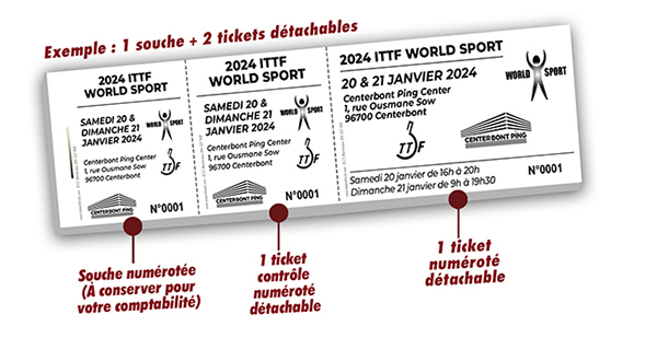 impression billets entrée tennis de table
