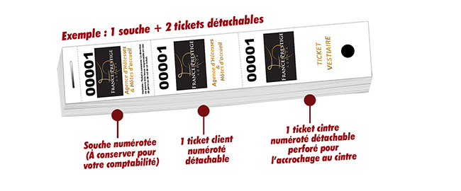 impression de tickets vestiaire personnalisés logo couleurs