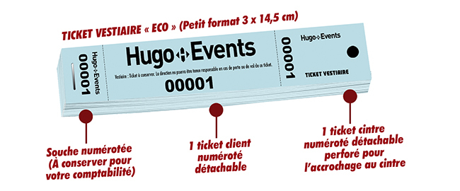 impression rapide et éco tickets pour vestiaire Hugo Events
