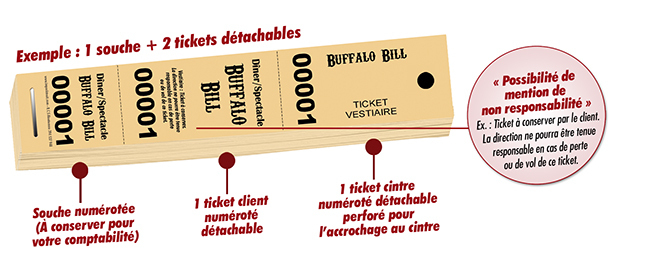 impression ticket de vestiaire grosse quantité Buffalo Bill