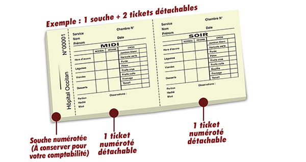 impression ticket repas hôpital