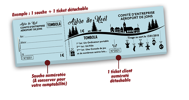 impression billet tombola noel pas cher aéroport de Jons