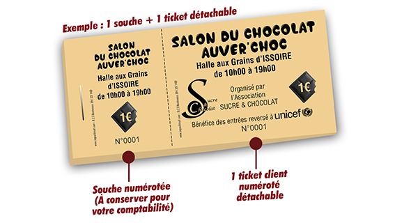 impression billets d'entrée détachables pas cher salon du chocolat