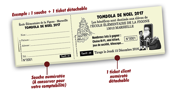 impression carnet billetterie tombola de noel école la Figone