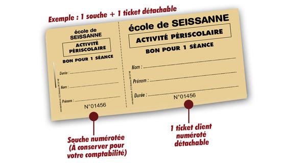 carnets à souche billetterie activité périscolaire seissan