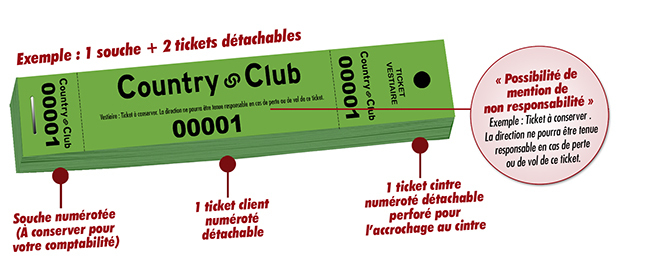 imprimer tickets de vestiaire pas cher Country Club