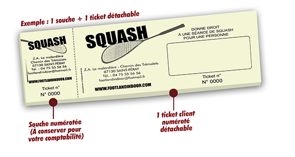 imprimer carnets à souches numérotés squash