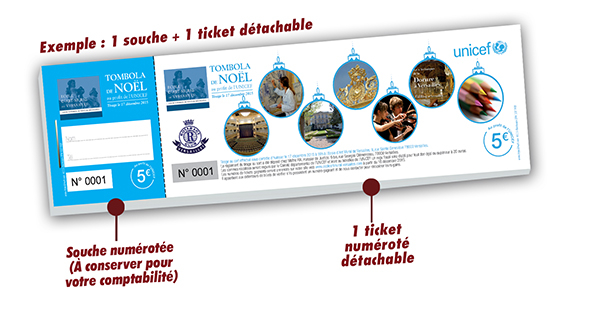 imprimer ticket tombola pas cher associations Unicef