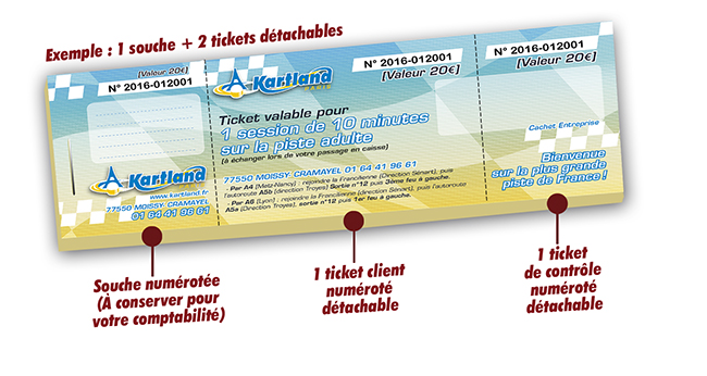 imprimer tickets de karting pas cher Kartland