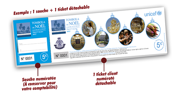 imprimer tickets tombola pas cher associations Unicef