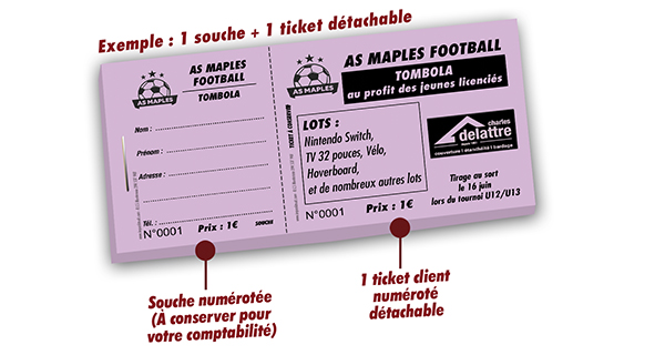 Modèle carnet tombola sport football