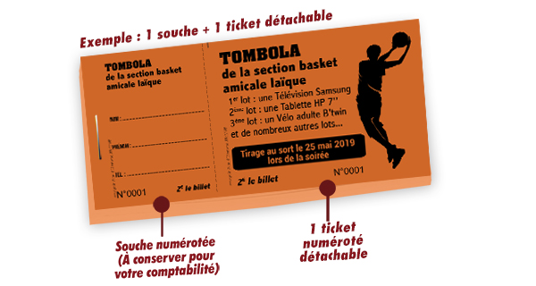 Modèle ticket de tombola basket