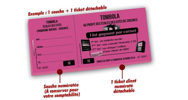 impression tickets de tombola rapide et pas cher école des citées