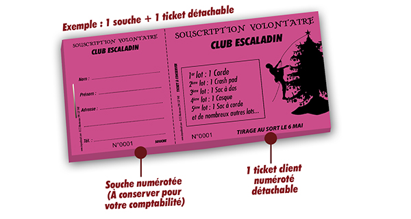 personnalisation tickets de tombola Cimescalade
