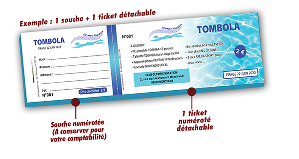 ticket de tombola club natation