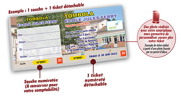 Ticket tombola avec photo personnalisée