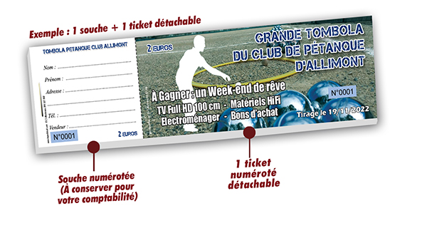 ticket de tombola tournoi de pétanque