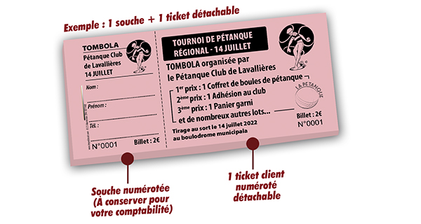 Ticket tombola amicale pétanque