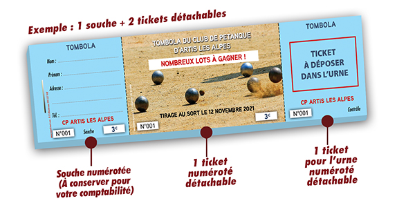 ticket tombola club de pétanque