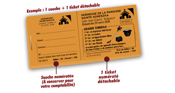 ticket tombola kermesse Sainte Agneszka